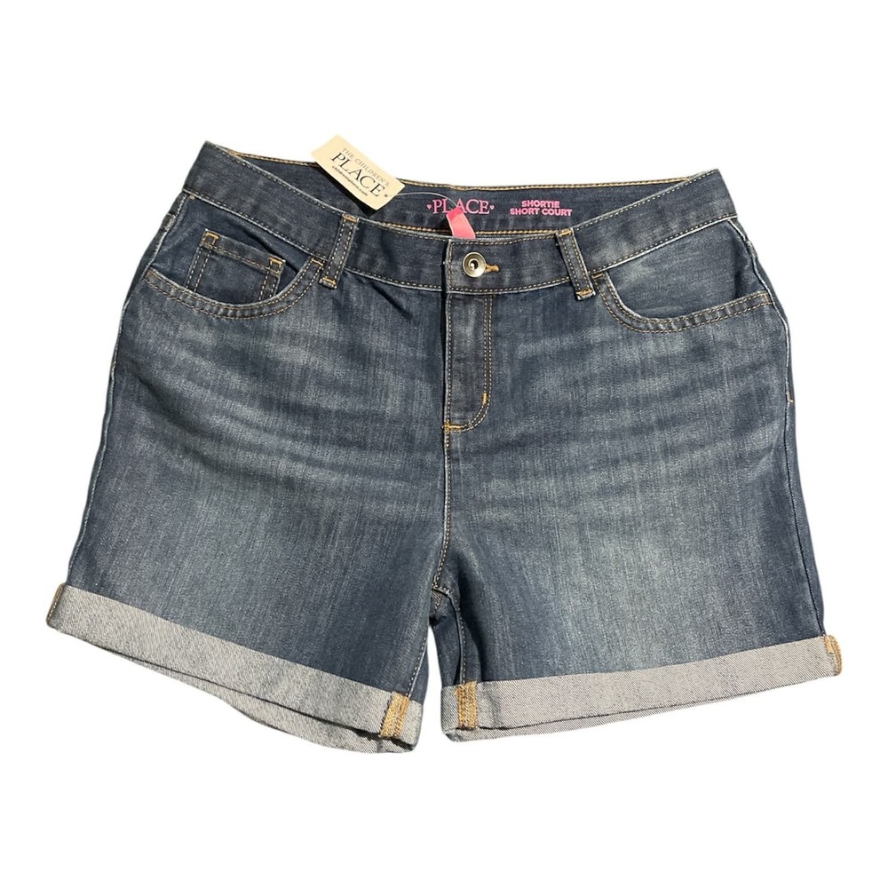 The Children's Place Shorts Girls‎ 16 Blue Shortie Short Court Denim Cuffed New